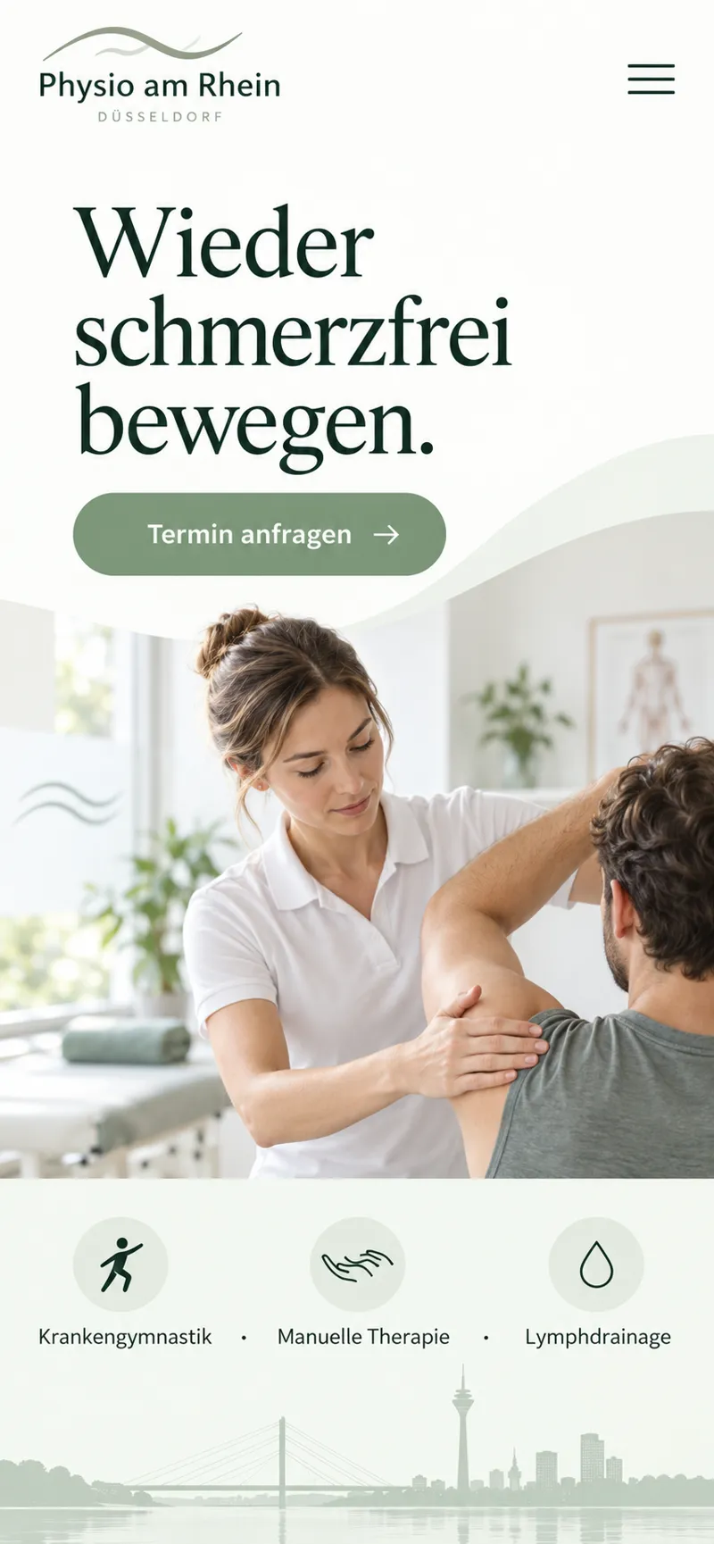 Mobile Ansicht einer Physiotherapie-Website
